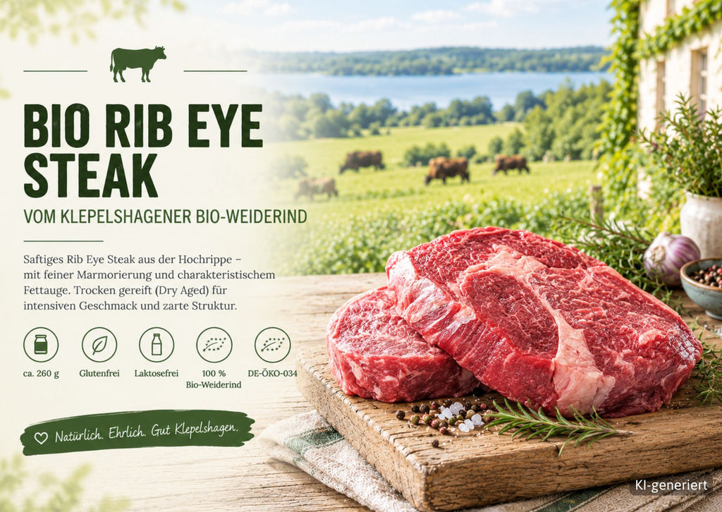 Bio-Rib Eye Steak vom Klepeshagener Weiderind