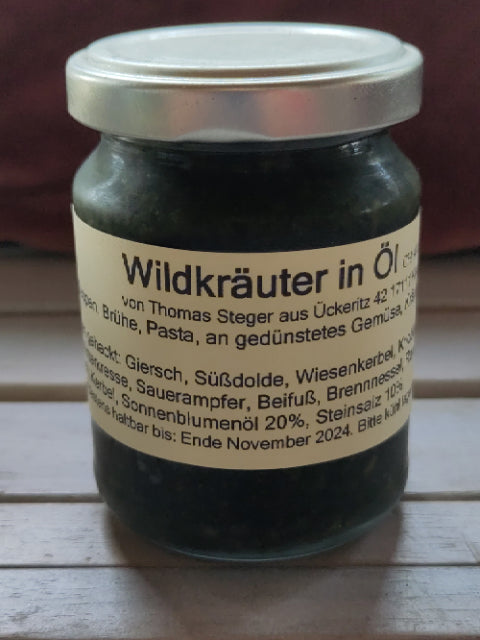 Wildkräuter gehackt in Öl und Salz Glas 135g 3 Stück